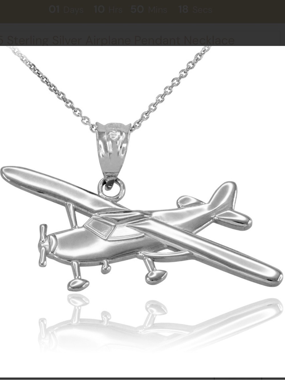 Sterling Silver 925 Airplane Pendant